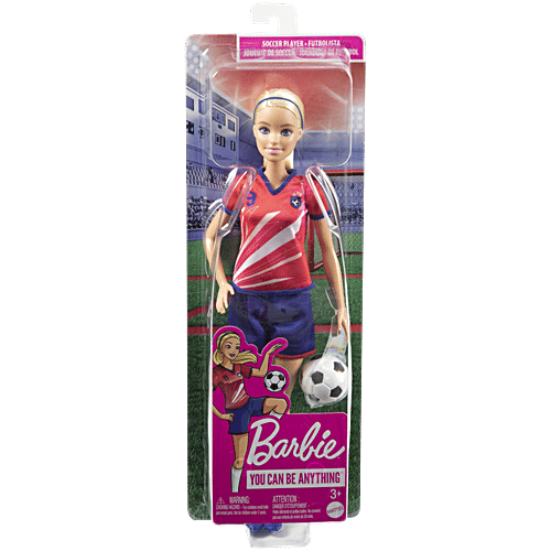Barbie  Soccer Doll - Blonde, Ponytail, Colourful, 9 Uniform, Soccer Ball, Cleats, Tall Socks, 1 Set  Gift for Ages 3 and Up, Great Sports-Inspired, Football