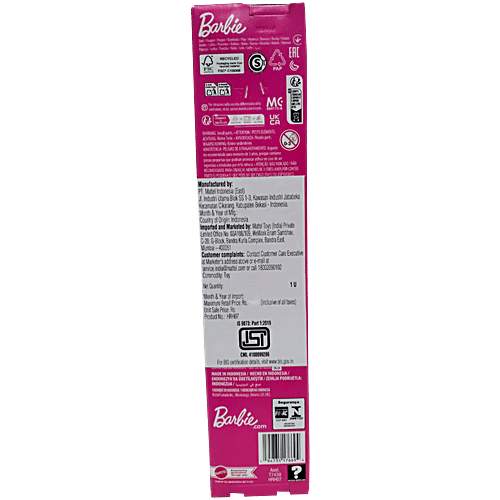 Barbie Fashion Doll - With Straight Blonde Hair, Wearing Removable Pink One-Shoulder Dress & Shoes, 1 pc With Logo Print