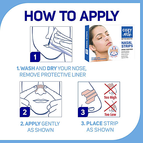 Cozy Nose Better Breathe Nasal Strips, 10 pcs Opens your nose, Instantly Relieves, Nasal Congestion, Reduce Snoring, Breathe Better, Improves Sleep