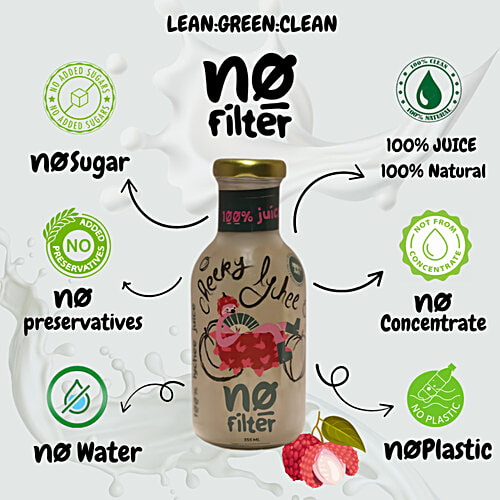 no filter Cheeky Lychee - Juice, 355 ml Bottle Natural Juice, No Sugar, No Preservatives, No Water, No Concentrate, No Plastic