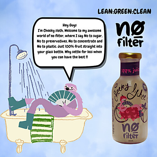 no filter Cheeky Lychee - Juice, 355 ml Bottle Natural Juice, No Sugar, No Preservatives, No Water, No Concentrate, No Plastic