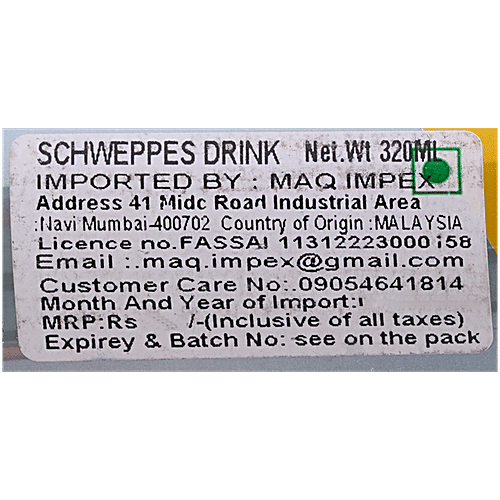 Schweppes Imported Soda Water Drink - Imported, 320 ml  Nuoe Soda