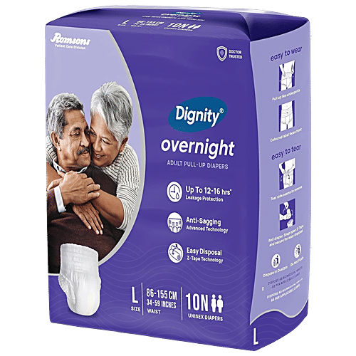Dignity Overnight Adult Pull Up Diapers - L, 86-155 cm, 10 pcs  