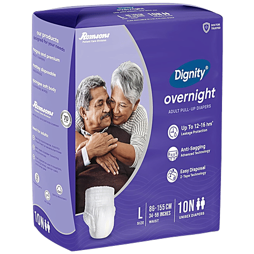 Dignity Overnight Adult Pull Up Diapers - L, 86-155 cm, 10 pcs  