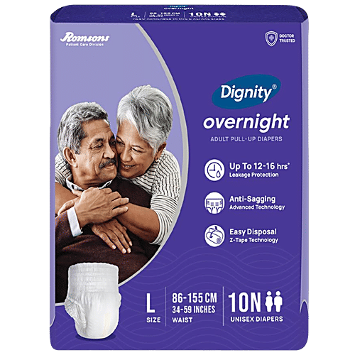 Dignity Overnight Adult Pull Up Diapers - L, 86-155 cm, 10 pcs  