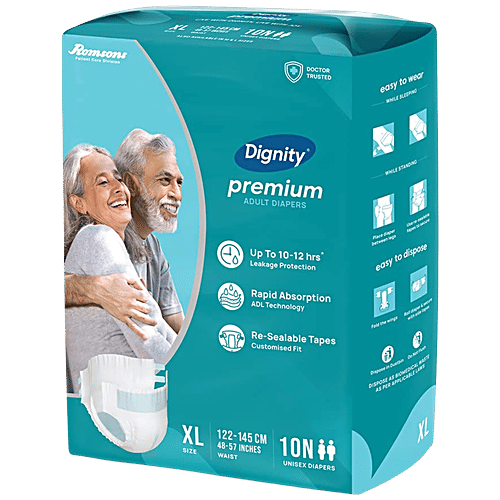 Dignity Premium Adult Diapers - XL, 122-145 cm, 10 pcs