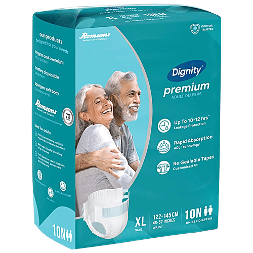 Dignity Premium Adult Diapers - XL, 122-145 cm, 10 pcs