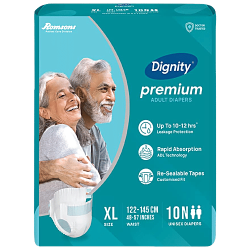 Dignity Premium Adult Diapers - XL, 122-145 cm, 10 pcs