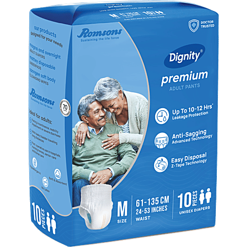 Dignity Premium Adult Pant Diapers - M, 61-135 cm, 10 pcs