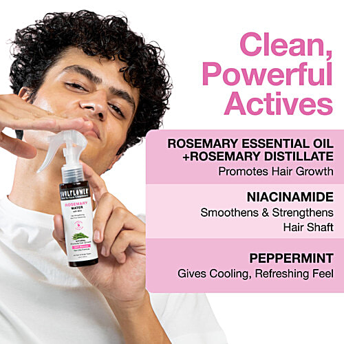 Soulflower Rosemary Water Spray With Niacinamide For Growth, Frizz Control & Hair Fall, 100 ml  For All Hair & Scalp Types, Hair Strengthening, Promote hair Growth, DHT Blocker, Non-Oily Formula