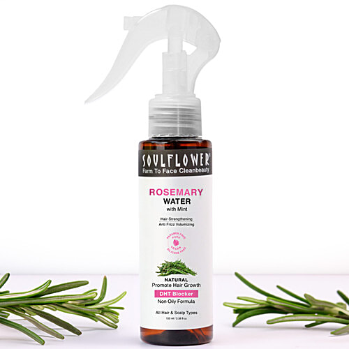 Soulflower Rosemary Water Spray With Niacinamide For Growth, Frizz Control & Hair Fall, 100 ml  For All Hair & Scalp Types, Hair Strengthening, Promote hair Growth, DHT Blocker, Non-Oily Formula
