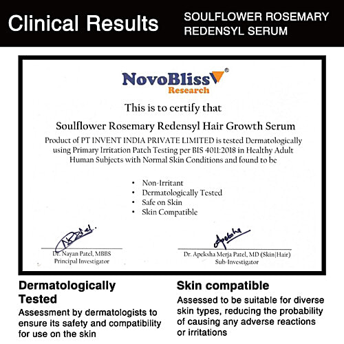 Soulflower Rosemary Redensyl Hair Growth Serum - Anti-Greying Booster, 30 ml Boost hair Growth & Reduce thinning, Long Lasting Advanced Formula