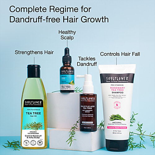 Soulflower Salicylic Acid & Tea Tree Anti-Dandruff Hair Serum With Piroctone Olamine To Soothe Itchy Flaky Scalp, 50 ml  Anti Recurrence, Long Lasting Advanced Formula