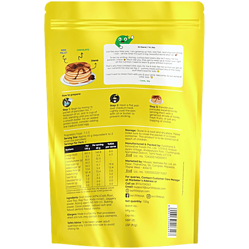 Little Joys Millet Pancake Mix - Chocolate Flavour, 150 g No Maida, 8 g Protein, No Preservatives & Refined Sugar