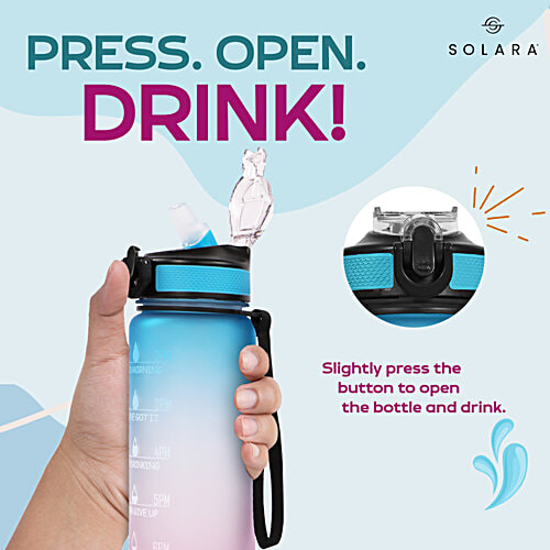 Solara Tritan Motivational Water Bottle - Blue Fuchsia, 1 L  