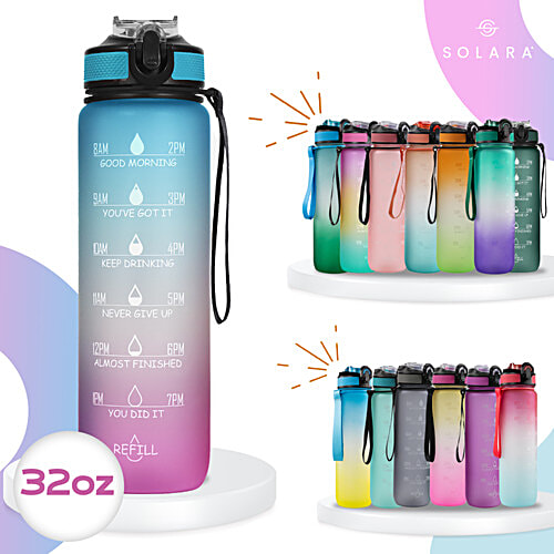Solara Tritan Motivational Water Bottle - Blue Fuchsia, 1 L  