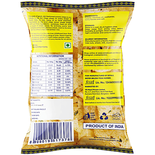 Vs Mani & Co. Potato-Salt Hot Chips, 65 g  