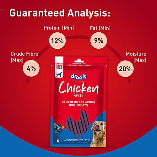 Drools Chicken Sticks Blueberry Flavour Dog Treats, 100 g  