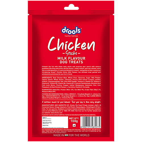 Drools Chicken Sticks Milk Flavour Dog Treats, 100 g  