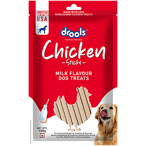 Drools Chicken Sticks Milk Flavour Dog Treats, 100 g  