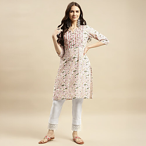 Rangita Off-White Cotton Regular Fit Pant, 1 pc (Size - M)