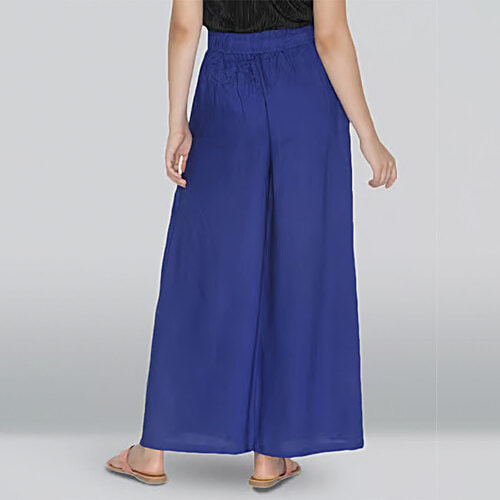 Lyra Royal Blue Elasticated Full Length Palazzos, 1 pc (Free size)