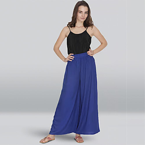 Lyra Royal Blue Elasticated Full Length Palazzos, 1 pc (Free size)