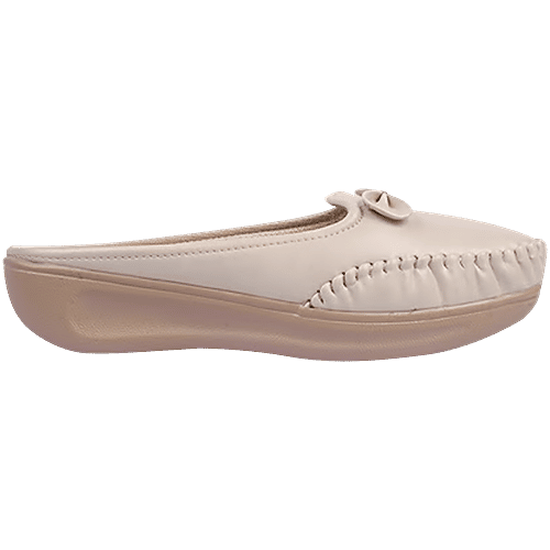 Shoetopia Women's Beige Mule Wedges, 1 Pair (UK/IND-4)