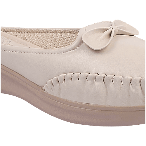 Shoetopia Women's Beige Mule Wedges, 1 Pair (UK/IND-4)