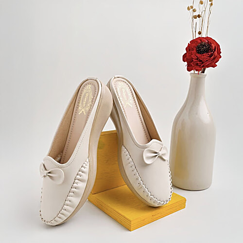 Shoetopia Women's Beige Mule Wedges, 1 Pair (UK/IND-4)