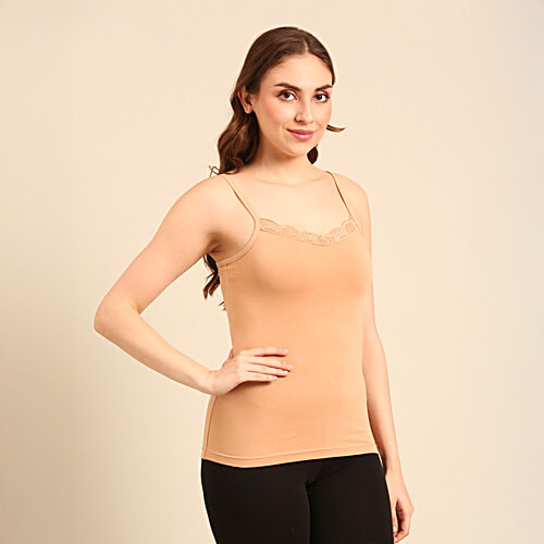 Pepe Jeans Solid Women Camisole - Beige, 1 pc (Size - M)