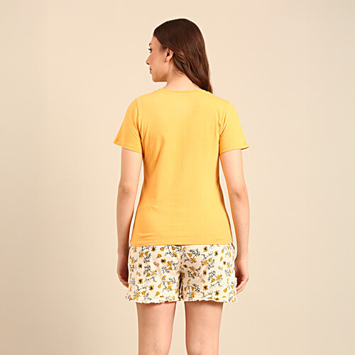 Pepe Jeans Solid T Shirt & Printed Shorts Sleepset - Antique Floral, 2 pcs (Size - 2XL)