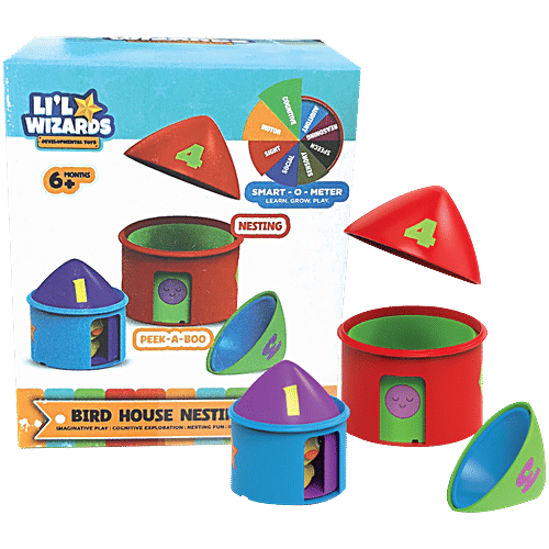 Li'l Wizards Bird House Nesting Toy With Peek-A-Boo Feature - 6+ Months, 1 pc Problem Solving Skills, Creativity, Imagination, Cognitive Development