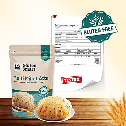 Lo Foods Gluten Smart Multi Millet Atta, 1 kg  2x Protein, Rich in Fibre