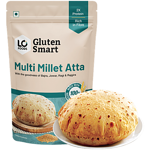 Lo Foods Gluten Smart Multi Millet Atta, 1 kg  2x Protein, Rich in Fibre