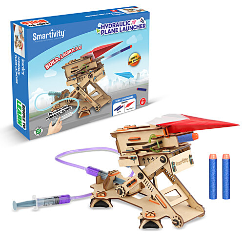 Smartivity Hydraulic Launcher - 2 In 1 For Darts & Paper Plane, 1 pc Easy To Build, With Rubber bands