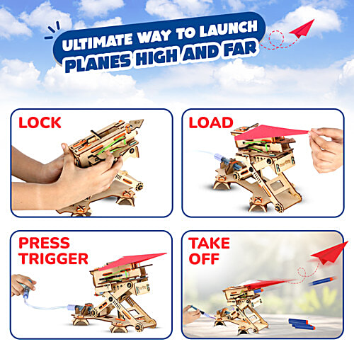 Smartivity Hydraulic Launcher - 2 In 1 For Darts & Paper Plane, 1 pc Easy To Build, With Rubber bands
