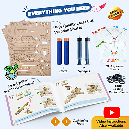 Smartivity Hydraulic Launcher - 2 In 1 For Darts & Paper Plane, 1 pc Easy To Build, With Rubber bands