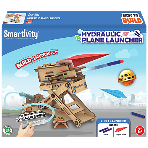 Smartivity Hydraulic Launcher - 2 In 1 For Darts & Paper Plane, 1 pc Easy To Build, With Rubber bands