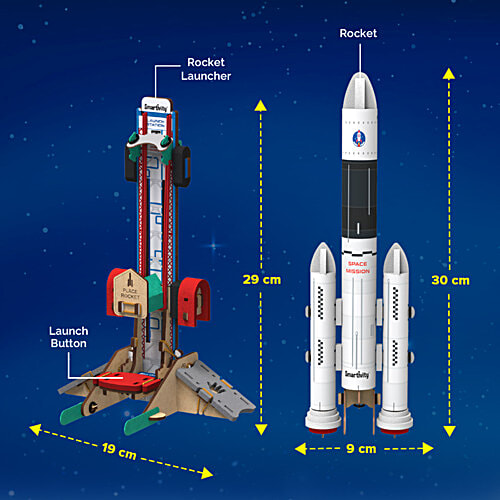 Smartivity Rocket Launcher Toy - 6+ Years, 1 pc Fun & Educational, DIY, Sustainable Materials, Load, Launch, Push