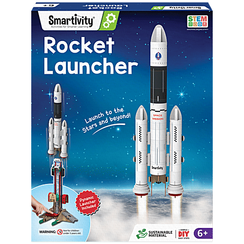 Smartivity Rocket Launcher Toy - 6+ Years, 1 pc Fun & Educational, DIY, Sustainable Materials, Load, Launch, Push