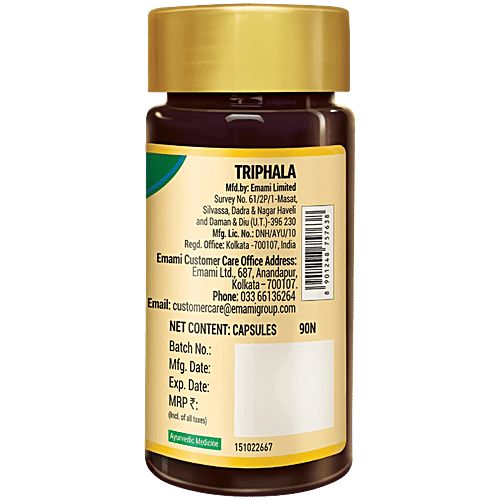 Zandu Triphala Bowel Wellness Capsules, 90 pcs Gut Health, Antioxidant, Pure Herbs, Vegetarian