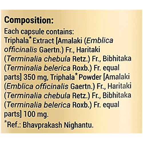 Zandu Triphala Bowel Wellness Capsules, 90 pcs Gut Health, Antioxidant, Pure Herbs, Vegetarian