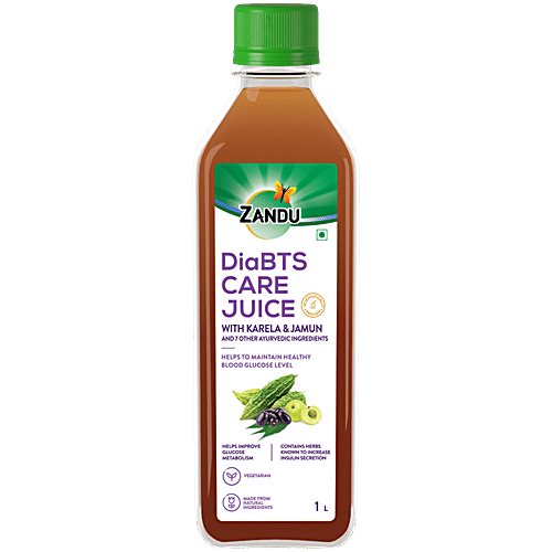 Zandu DiaBTS Care Juice - With Karela & Jamun, 1 L  Helps To Maintain Healthy Blood Glucose Level, Contains Herbs, Helps Improve Glucose Metabolism, Made From Natural Ingredients, Vegetarian
