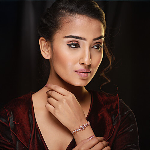 Aatmana Women Rose Gold-Plated American Diamond Link Bracelet, 1 pc (Free size) 