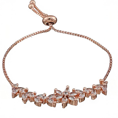 Aatmana Women Rose Gold-Plated American Diamond Link Bracelet, 1 pc (Free size) 