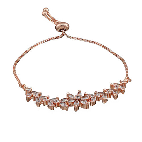 Aatmana Women Rose Gold-Plated American Diamond Link Bracelet, 1 pc (Free size) 