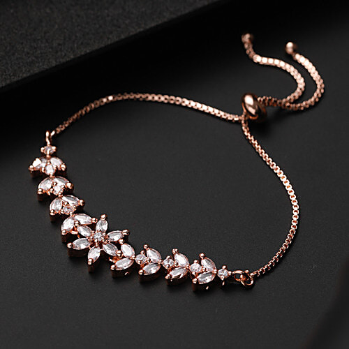 Aatmana Women Rose Gold-Plated American Diamond Link Bracelet, 1 pc (Free size) 