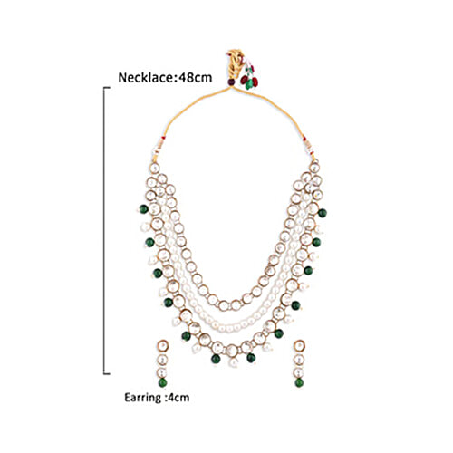 Fida Ethnic Bridal Green Jewellery - Necklace With Earrings, 1 Set (Free Size)