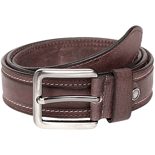 Teakwood Leathers Brown Stitched Leather Narrow Belt, 1 pc (Size - 111.76 cm) 